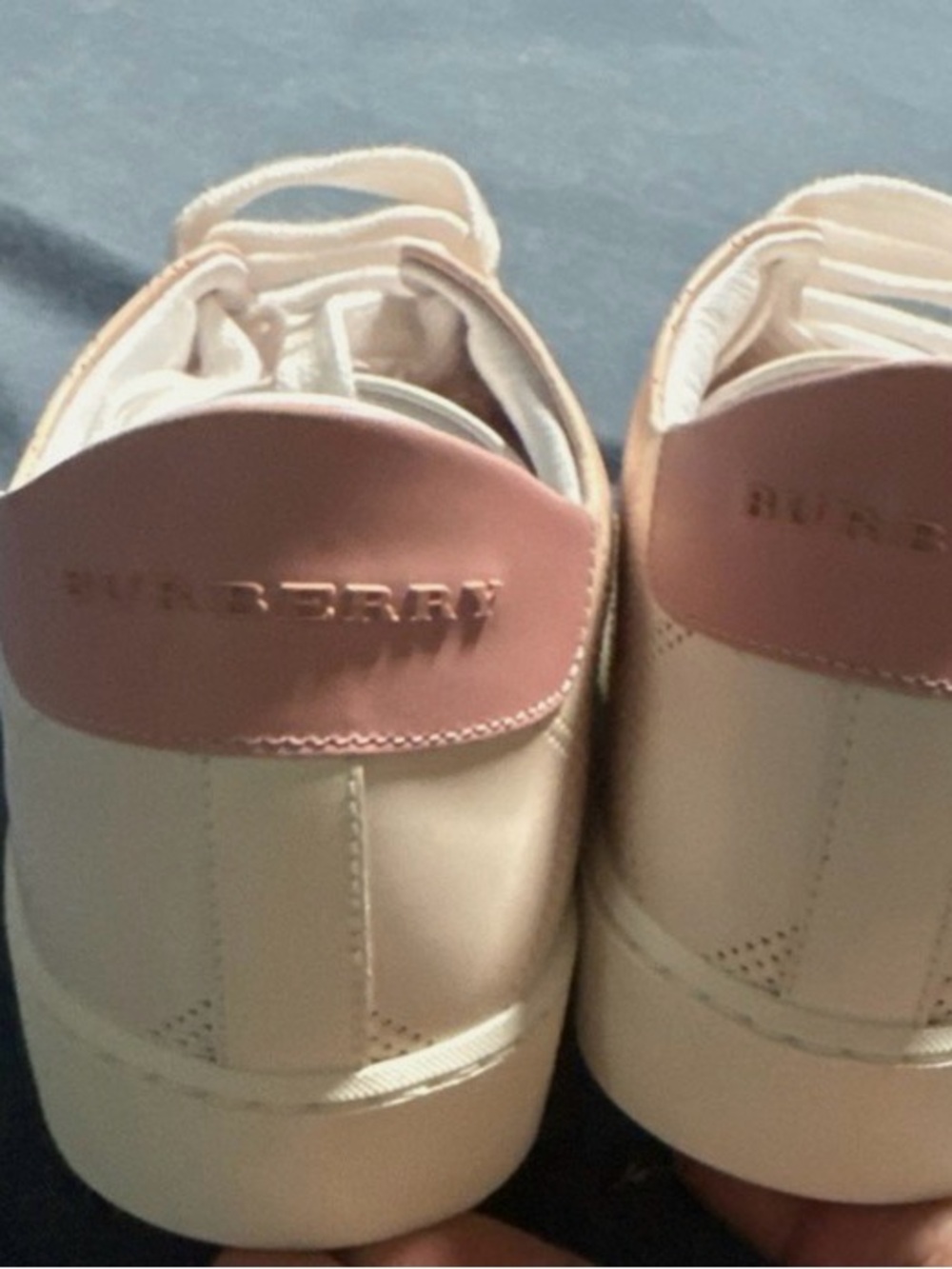 Burberry Pink Leather Low-Top Sneakers with White Soles - Picture 4 of 6